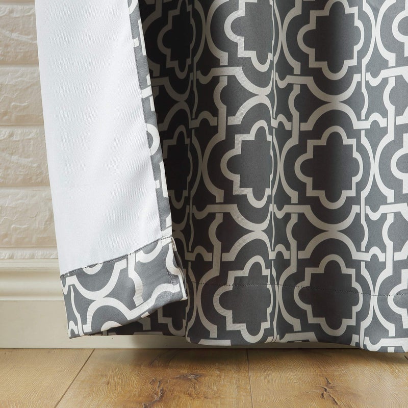 Sun Zero Barnett Trellis Blackout Grommet Curtain Panel, 40" x 63", Gray - Image 4